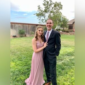 Dusty rose floor length bridesmaid dress by Thread